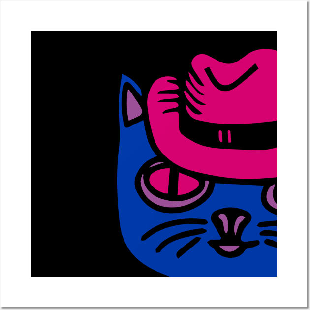 Cat in bisexual pride colors Wall Art by teesdottop